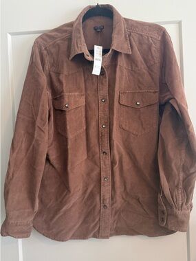 J. Crew Corduroy Button-Down Shirt in Rust Brown